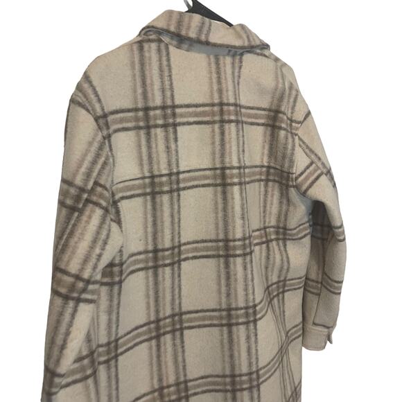 Joie Women's Size Medium Neutral Cream Long Button Up Shacket Sweater Jacket - Picture 8 of 11